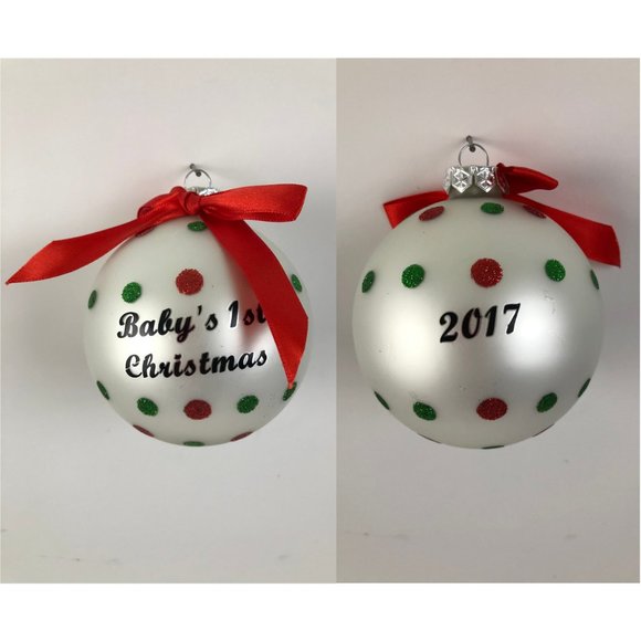 Ornament Baby's 1st Christmas 2017 Glass Ball Red - Picture 3 of 4